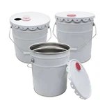 Barmil taż-żebgħa tal-metall abjad ta '5 gallun b'għotjien tal-plastik ħomor tal-bottu